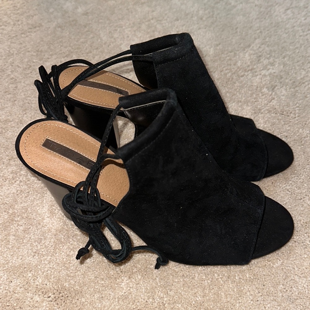 Tahari lace up booties